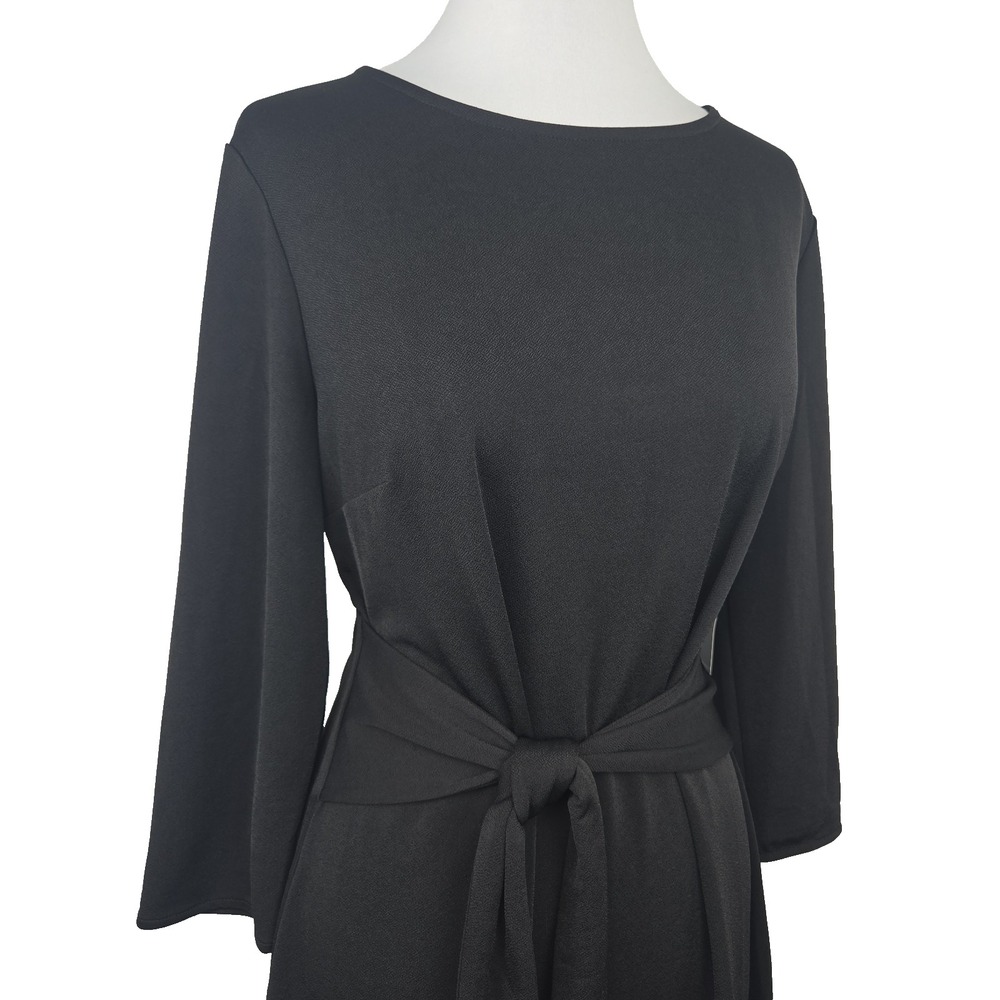 New York & Company Large Black Stretch 3/4 Sleeve MIDI Dress NWT - Picture 2 of 8